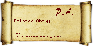 Polster Abony névjegykártya